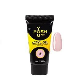 Акрігель для нарощування нігтів YouPOSH Acrygel Gel 15 мл №6 Персиковий з шимером