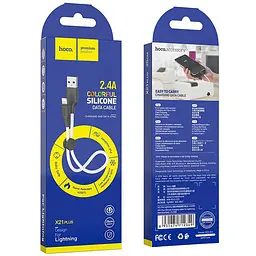 Кабель Hoco X21 Pisces Cable USB to Lightning 2,4A 0.25m Black - White - мініатюра 2
