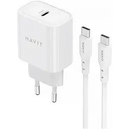 Зарядний пристрій HAVIT ST934 20W USB-C з кабелем USB-C - USB-C (HV-ST934-WH) - мініатюра 2