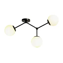 Люстра стельова Levistella 7529820-3 BK+WH, 3 плафона, E27, чорний метал, біле скло, для вітальні - мініатюра 2