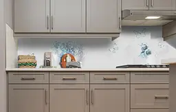 Вініловий кухонний фартух Метелики і Блакитні Квіти наклейка для кухні ПВХ Абстракція Happy Pocket Z181826 - мініатюра 3