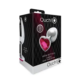 Металлическая пробка Ouch! Large серебристого цвета с рубеллитом