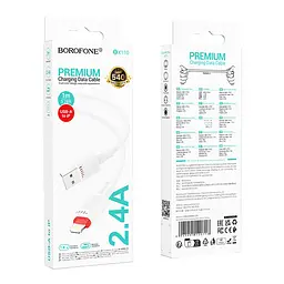 Кабель синхронізації Borofone BX110 Premium USB to Lightning 2.4A 1 м White (37239_3611053) - мініатюра 2