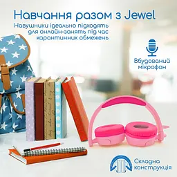 Навушники для дітей з вушками кота Promate Jewel Bubblegum дротові рожеві - мініатюра 3