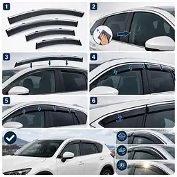 Дефлектори вікон вітровики Benke для Mazda CX-5 (KE) 2012-2017 Молдинг З Нержавіючої Сталі 3D (BMDC51723-W/S) - мініатюра 2