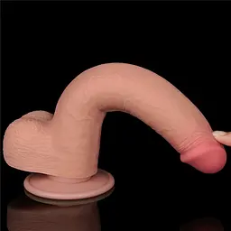 Фалоімітатор LoveToy Sliding-Skin Dual Layer Dong 22 см тілесний - мініатюра 11