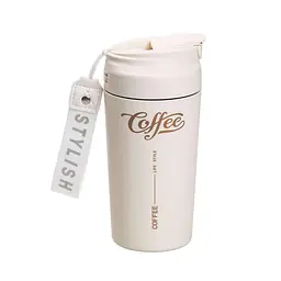 Термочашка Coffee 480 мл з керамічною колбою, бежевий Yiwu HP-14-14BE - мініатюра 2