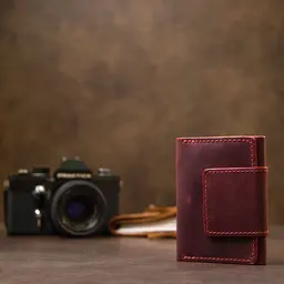 Вінтажна шкіряна візитниця Grande Pelle 11408 бордова - мініатюра 9