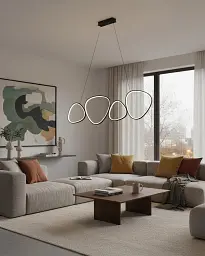 Підвісний світильник, люстра Goldlux 334046 Petra LED 1x48W 4000K 7400Lm IP20 чорний - мініатюра 2