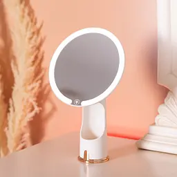 Косметичне дзеркало з LED-підсвіткою та органайзером 18,5 см, білий Yiwu HP-10-1AW - мініатюра 6