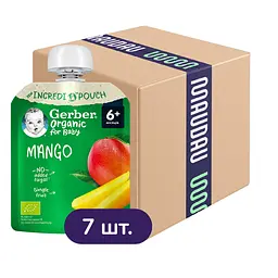 Пюре Gerber Organic з манго для дітей від 6 місяців 560 г (7 шт. х 80 г)