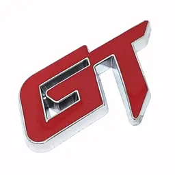 Емблема напис GT 63х38мм Червона+Хром метал (на скотчі)