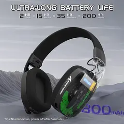 Attack Shark L90 Wireless Gaming Headset — бездротова Bluetooth-гарнітура з мікрофоном для геймерів, Чорний - мініатюра 3