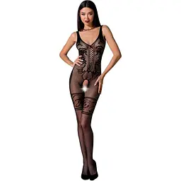 Бодістокінг Passion BS069 Black, комбінезон, імітація панчох і боді - мініатюра 3