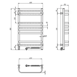 Електрична рушникосушка Navin Stugna 480x800 Sensor права біла 12-028153-3680, Білий, Праве, Електронний - мініатюра 6