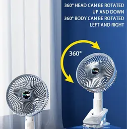 Міні вентилятор Desktop fan ручний з прищіпкою портативний акумуляторний переносний на акумуляторі USB - мініатюра 4