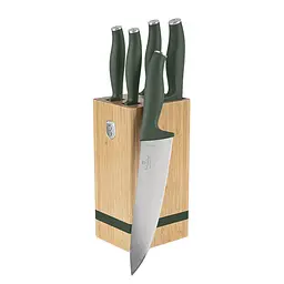 Набір ножів на дерев'яній підставці Matte Green Collection Berlinger Haus kuh0014037
