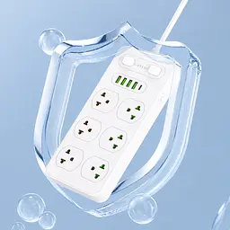 Мережевий фільтр Earldom ES-SC09 3000W 11-в-1 з 6 розетками, 4 USB-A та USB-C, білий - мініатюра 2