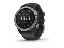 Смарт-годинник Garmin Fenix 6 Solar Silver with black band (010-02410-00)