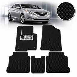Килимки у салон EVA для Hyundai Sonata YF 2010-2014 з підп'ятником Чорні 5 шт
