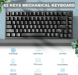 Ігрова механічна клавіатура Ajazz Ak820 / Дротове підключення / Red Switch / Black - мініатюра 3
