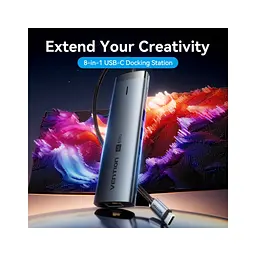 Концентратор Vention USB-C 7-in-1 USB-C PD + USB 3.2 + USB 3.0 + USB 2.0 + RJ45 + SD/TF + HDMI 0.15m (TGUHB) - мініатюра 2