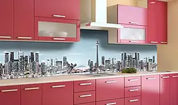 Кухонний фартух Мегаполіс вінілова наклейка для кухні ПВХ Місто Блакитний 65х250 см Happy Pocket Z181392 - мініатюра 2