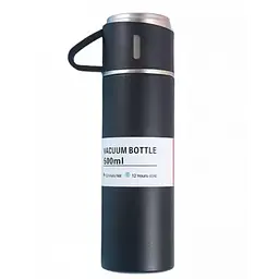 Подарунковий набір Vacuum Flask SET, термос з нержавіючої сталі 500 мл та 3 чашки чорний - мініатюра 5