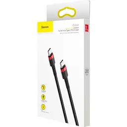 Кабель Baseus Cafule Cable Type-C to Type-C PD2.0 60W 20V 3A 2m CATKLF-H91 Black-Red - мініатюра 2