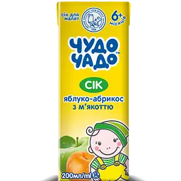 Сік Чудо-чадо Яблучно-абрикосовий з м'якоттю, 200 мл