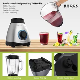 Блендер BROCK BL 1502 SS стаціонарний 500Вт/скляна чаша 1,5л/PULSE/2 швидк./дроблення льоду/метал (BL 1502 SS) - мініатюра 3