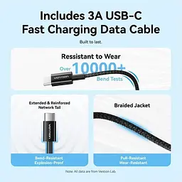 Зарядний пристрій 1xUSB-C 20W + USB-C to Lightning cable М-М Black Vention (G17B0-EU) - мініатюра 2