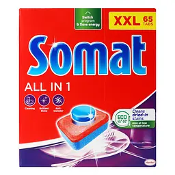 Таблетки для миття посуду у посудомийній машині Somat All in one, 65 таблеток - мініатюра 2