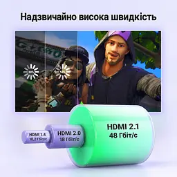 Кабель HDMI UGREEN HD140 2.1 8K 60 Гц 0,5 м чорний (40300) - мініатюра 4