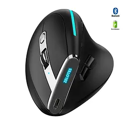 Комп'ютерна миша Zelotes F-36 вертикальна бездротова з акумулятором 2,4G+Bluetooth Black