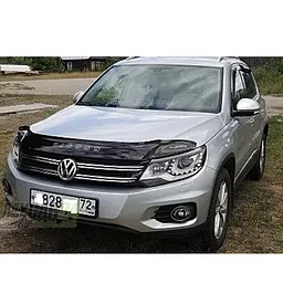 Дефлектор капота мухобойка Volkswagen Tiguan 2007-2016 Євро Кріплення (Vip Tuning) - мініатюра 2