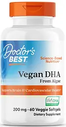Омега-3 для веганов Doctor's Best Vegan DHA from Algae with Life's DHA 200 мг 60 капс