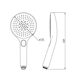 Ручний душ Imprese LSR-120GR 120 мм, 3 режими, кнопковий перемикач хром f03600101AT, Хром - мініатюра 2