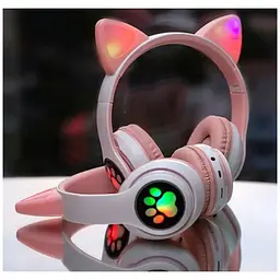 Бездротові дитячі навушники Cat Ear STN-28 Bluetooth з котячими вушками, що світяться рожеві - мініатюра 10