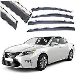Дефлектори вікон вітровики Benke для Lexus ES 2018- Молдинг Нержавіюча сталь 3D (BLXES1823-W/S)