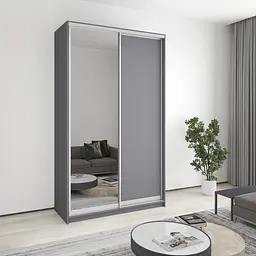 Шафа-купе дводверна MebelStar Стандарт AL ДСП/Дзеркало 140x45x240 см Антрацит (MBS-3676)