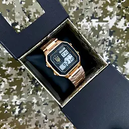 Наручний годинник чоловічий 011RGUAGD Тризуб золото Рожеве золото + Коробка. Patriot acs0031020 - мініатюра 4