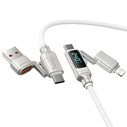 Дата кабель Hoco U152 Fortune 4in1 Type-C to Lightning/Type-C to USB 240W (1.2m) Light Gray - мініатюра 5
