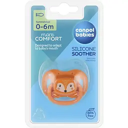 Пустушка Canpol babies Cute Animals силіконова симетрична 0-6 міс. помаранчева (34/924_ora) - мініатюра 3
