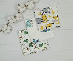 Набір з 3 муслинових серветок a.l.babybox Авокадо кактуси баранчики Різнокольорові