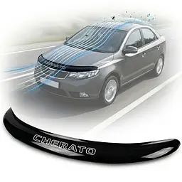 Дефлектор капота мухобойка Kia Cerato 2009-2013 Євро Кріплення (Vip Tuning) KA10