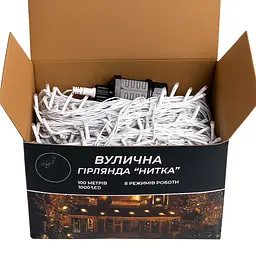 Новорічна гірлянда Різдвяна фея вулична GarlandoPro 100 м 1000 LED гірлянда на вулицю 8 режимів роботи білий провід Синій CF1000L100MWBL - мініатюра 8