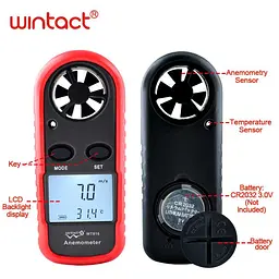 Анемометр цифровий 0,1-30м/с -10-45°C wintact 10,5х4х1,5 см hoz0010063 - мініатюра 2