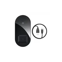 Бездротовий зарядний пристрій Baseus 2-in-1 Wireless Charger For Phone Watch Pods 15W crystal WXJK-A01 - мініатюра 2