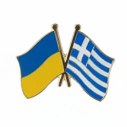 Подвійний значок-пін «Україна – Греція» 25 × 19 мм (00366)